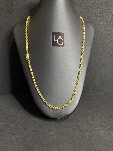 Cordão Cadeado Quina 4mm Banhado a Ouro