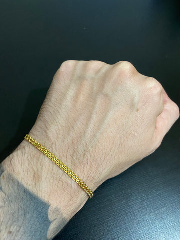 Pulseira Cadeado Duplo 4mm Banhado a Ouro