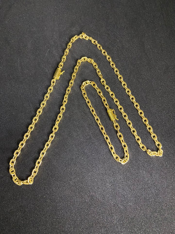 Cordão c/ Pulseira Cadeado Quina 5mm