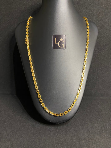 Cordão cadeado Q 5mm Banhado a Ouro