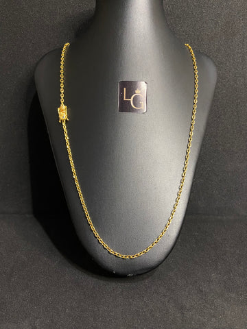 Cordão Cadeado Q 3mm Banhado a Ouro