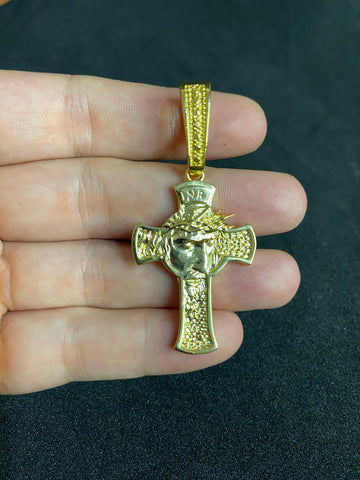 Pingente Cruz Face Banhado a Ouro