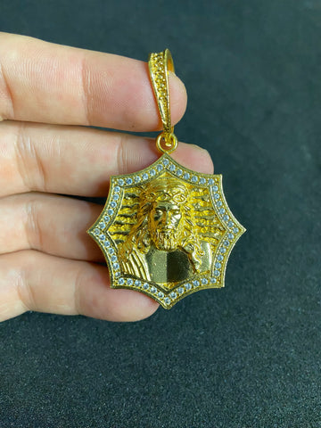 Pingente Face cristo Banhado a Ouro