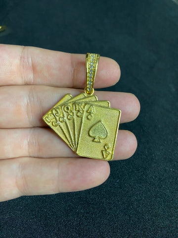 Pingente Cartas Baralho Banhado a Ouro