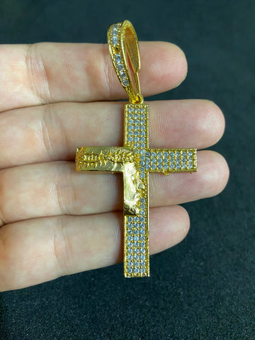 Pingente Cruz Face Banhado a Ouro