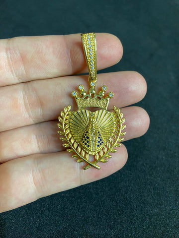 Pingente Coração Nossa Senhora Banhado a Ouro