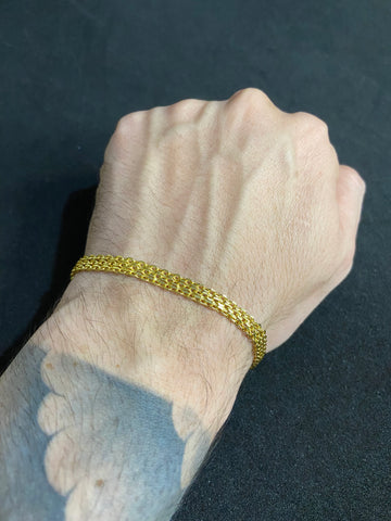 Pulseira Cadeado Triplo 4mm Banhado a Ouro