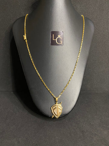Cordão Tijolinho 1,5mm - Ping Fé Escudo Banhado a ouro