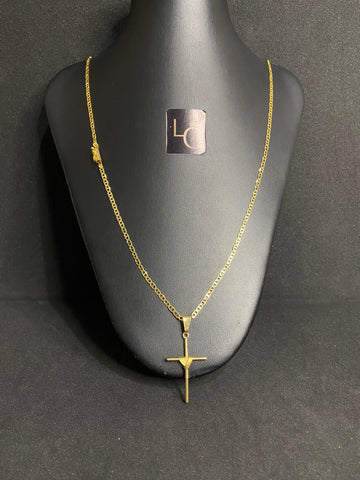 Cordão Piastrine 1,5mm - Ping Cruz Palito Banhado a Ouro