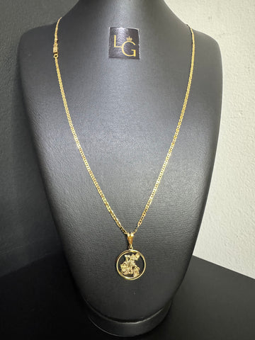 Cordão Piastrine 1,5mm - São Jorge banhado a ouro 18k