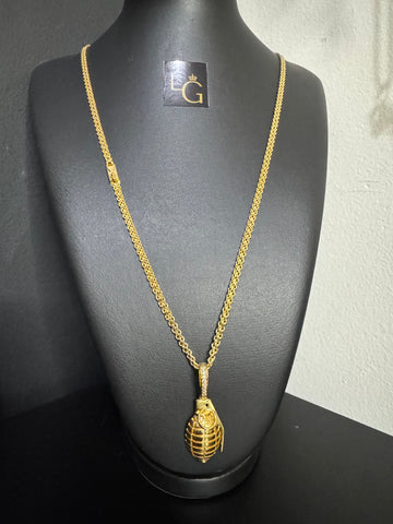 Cordão Cadeado Duplo 4mm - Granada Banhado a Ouro