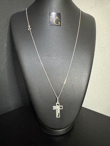 Cordão Cadeado 1,5mm - Cruz Face Prata 925