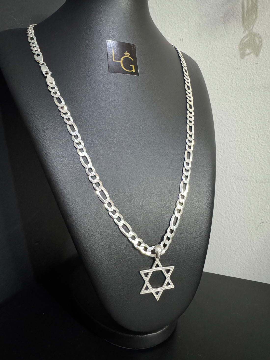 Cordão 3x1 7mm - Estrela de Davi Prata 925