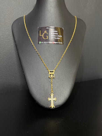 Terço divino Espírito Santo Banhado a ouro