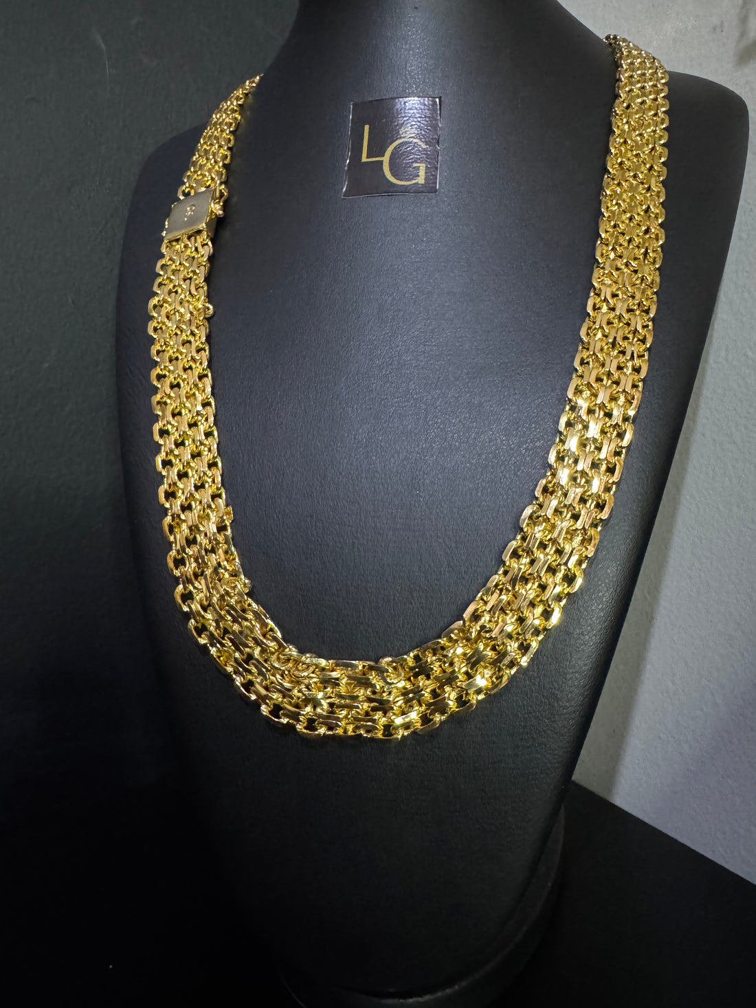 Cordão esteira nino Abravanel 20mm banhado a ouro 18k