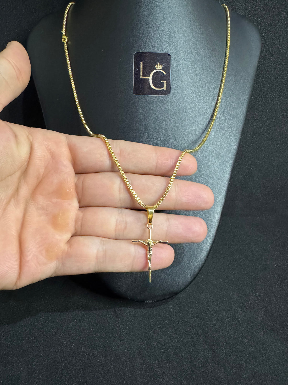 Cordão verneziano 1,5mm - Crucifixo Banhado a Ouro