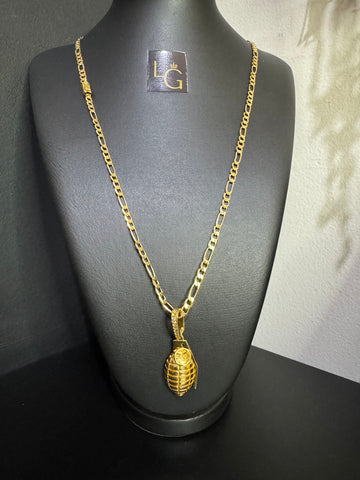 Cordão 3x1 4mm - Granada banhado a ouro 18k