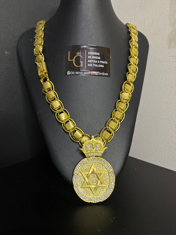 Cordão Dubai 15mm - Estrela de Davi Redondo G