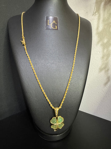 Cordão Baiano 4mm - trevo banhado a ouro 18k