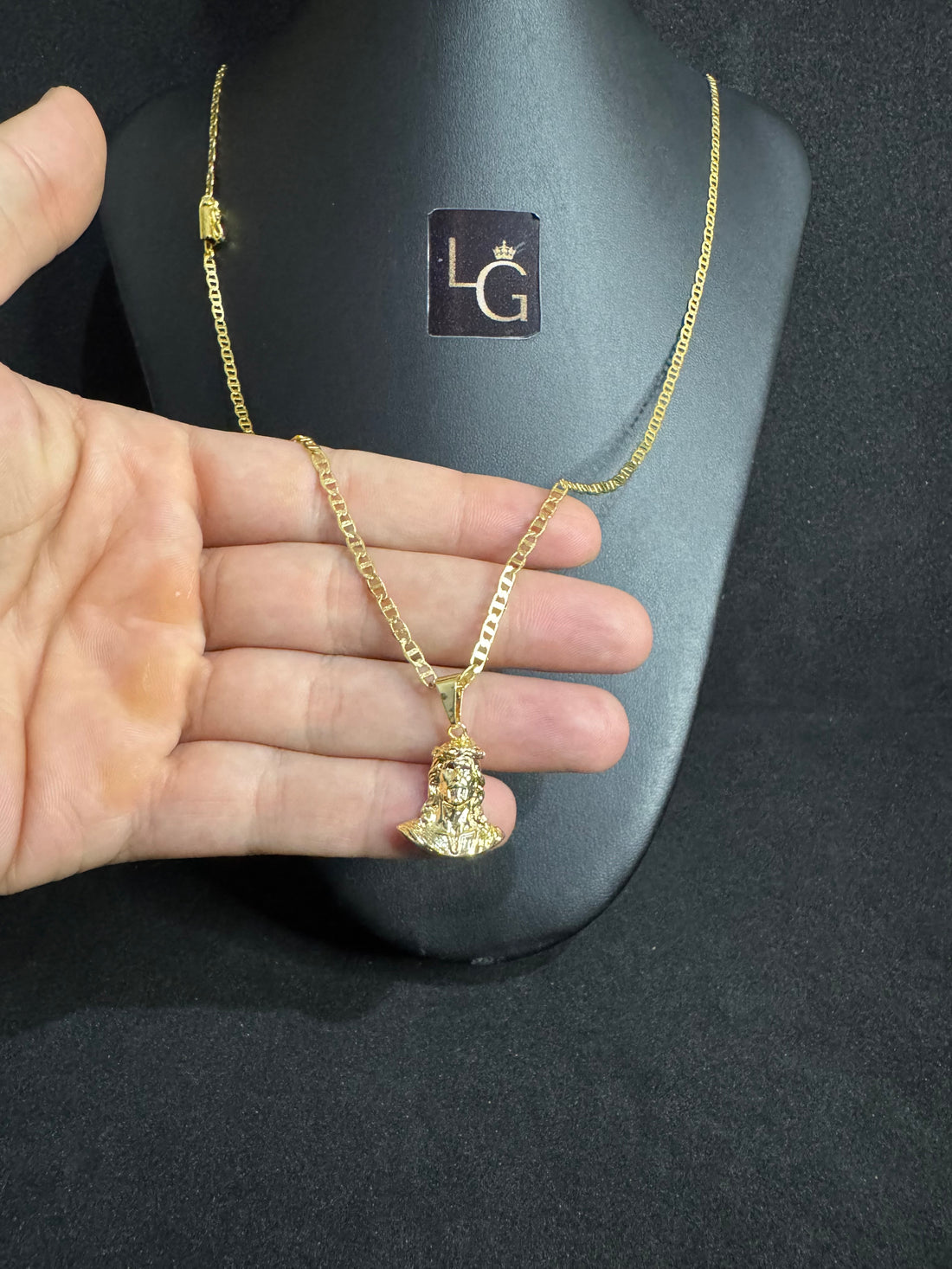 Cordão Piastrine 1,5mm - Ping Jesus Cristo Banhado a Ouro