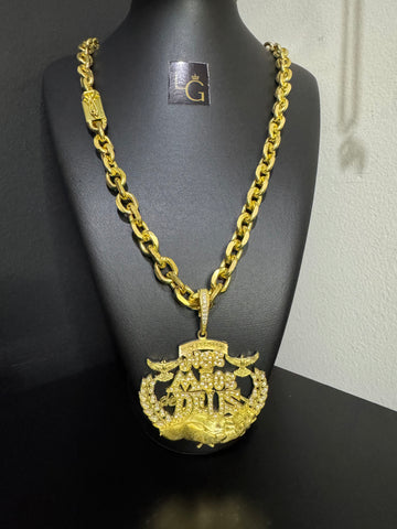 Cordão Cadeado Quina 12MM - Prosperidade nas Mãos de Deus