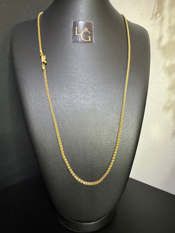 Cordão Peruano 3mm banhado a ouro 18k