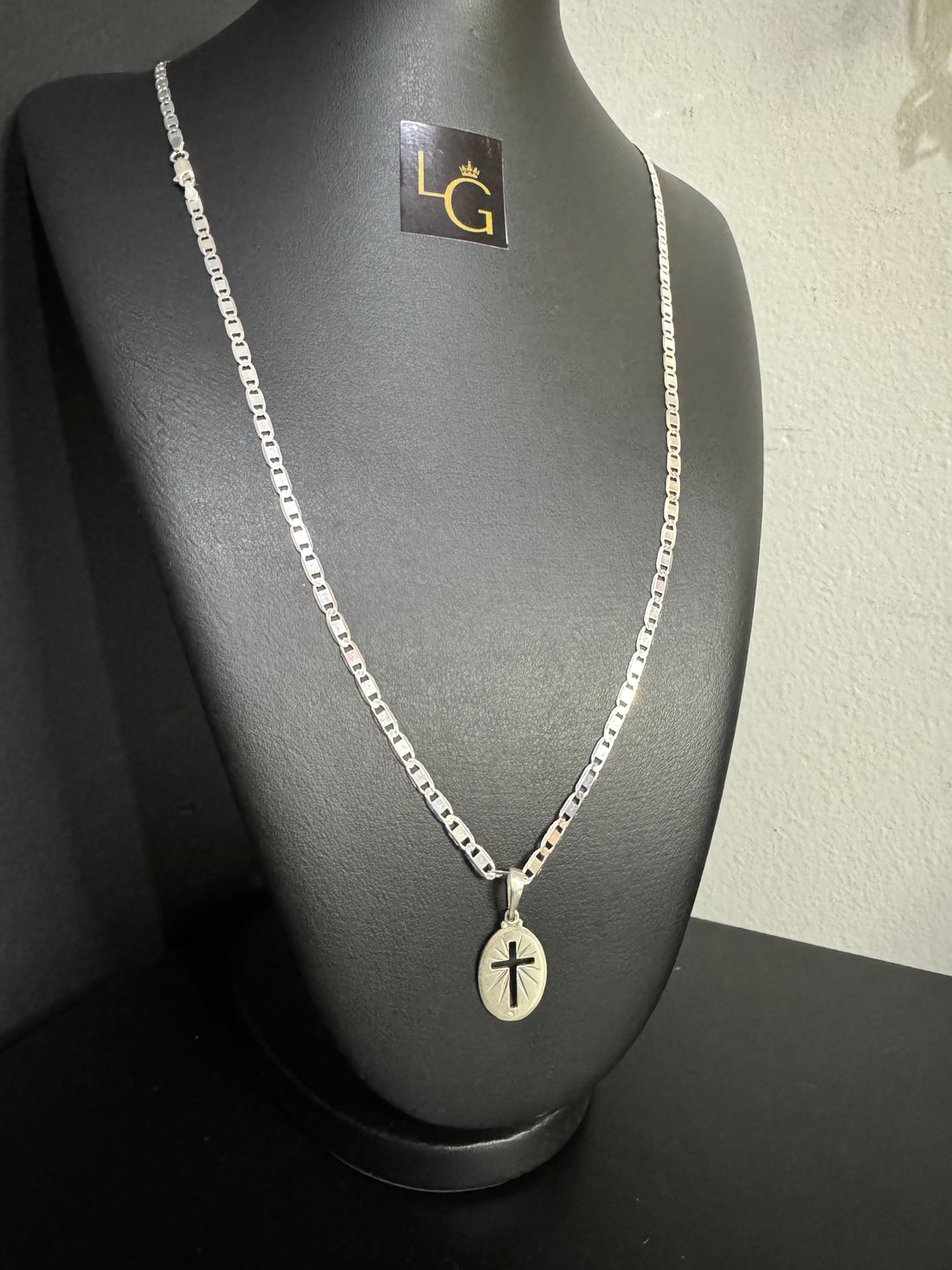 Cordão Piastrine 4mm - Cruz Oval Prata 925