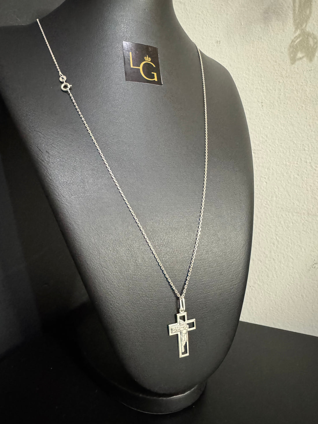 Cordão Cadeado 1,5mm - Cruz Face Prata 925