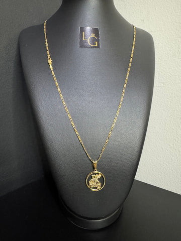 Cordão 3x1 1,5mm - São Jorge banhado a ouro 18k