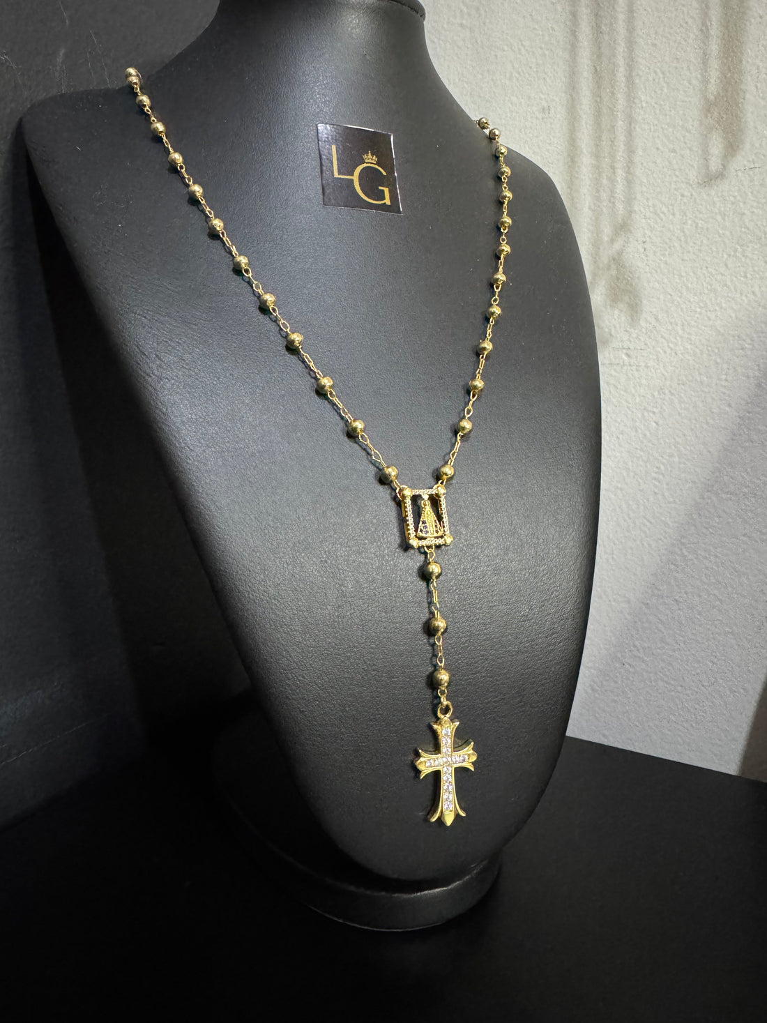 Terço Nossa Senhora com Cruz Banhado a Ouro