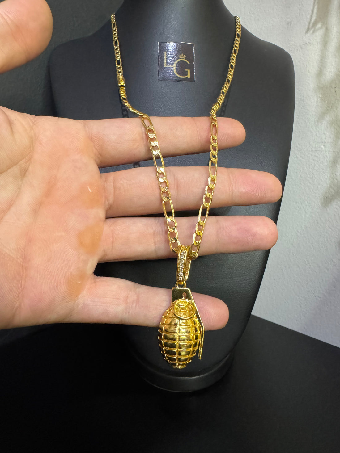 Cordão 3x1 4mm - Granada banhado a ouro 18k
