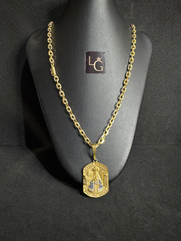 Cordão Cadeado quina 5mm -Nossa Senhora Aparecida Mãe de Deus