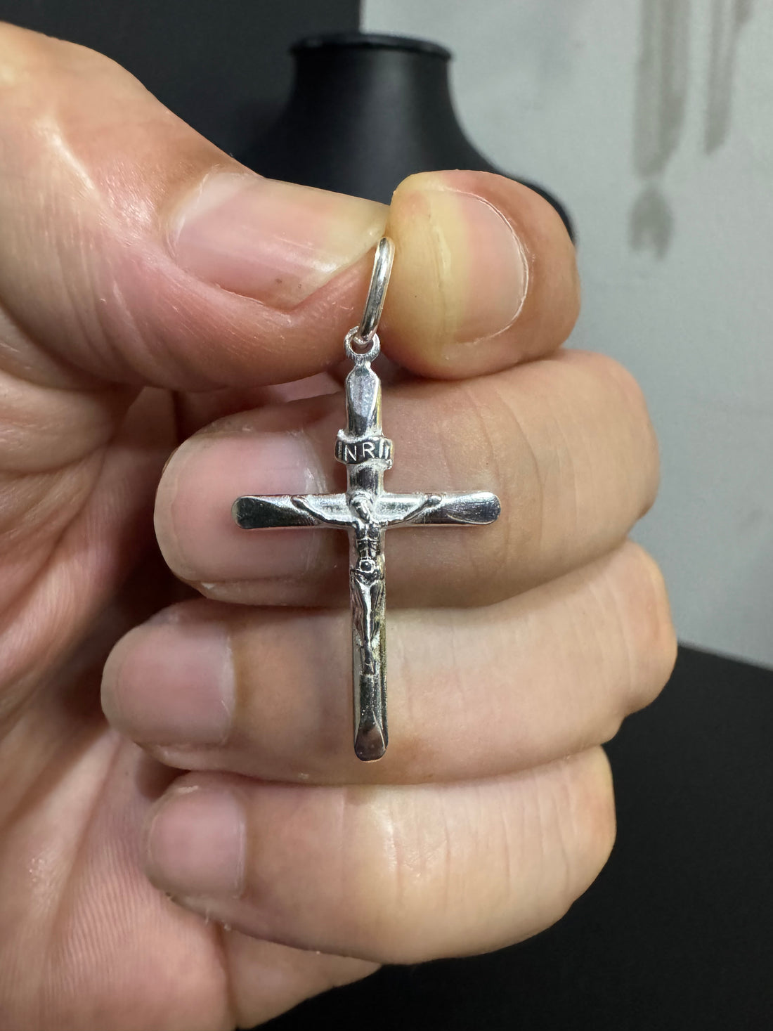 Pingente Cruz crucifixo M Prata 925