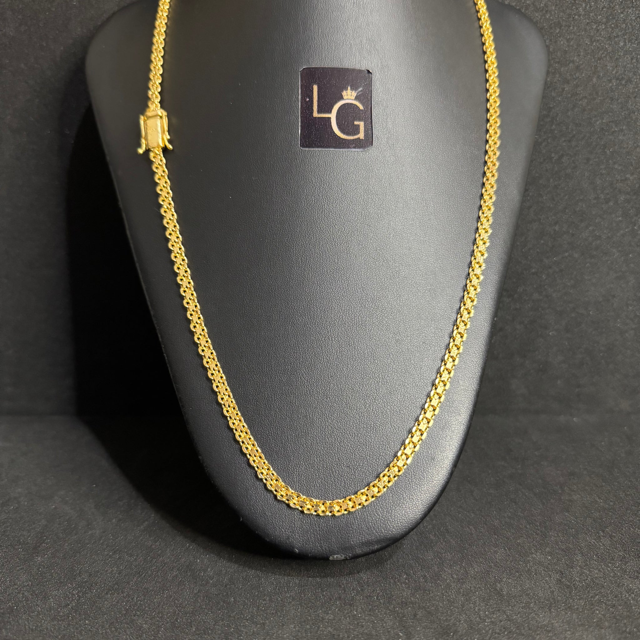 Cordão Cadeado Duplo 6mm Banhado a Ouro