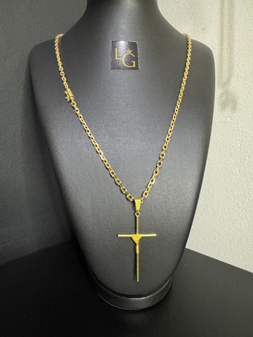 Cordão Cadeado Quina 3mm - Cruz palito P