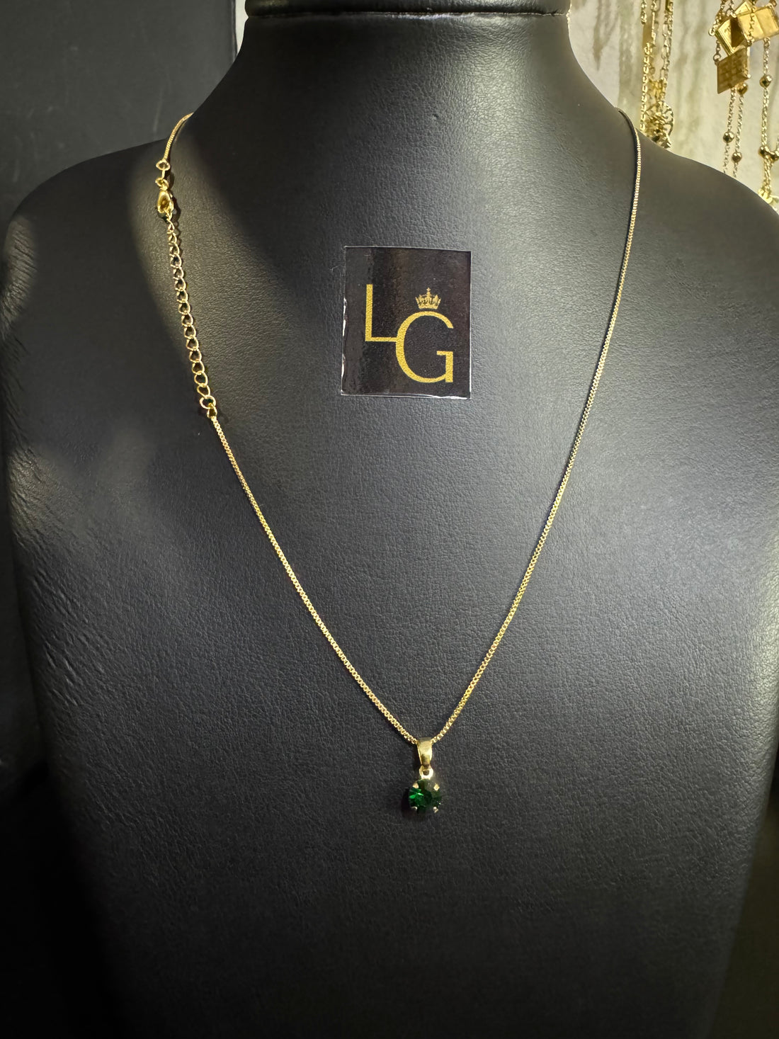 Corrente feminino veneziana 1mm - Ping ponto verde banhado a ouro 18k