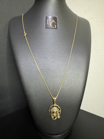 Cordão veneziano 1mm - Jesus Cristo banhado a ouro 18k