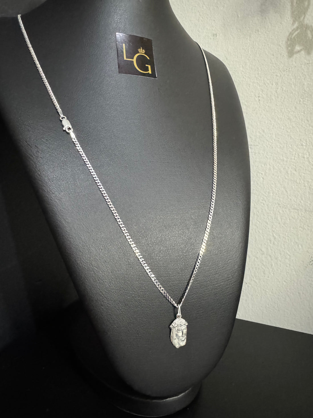 Cordão Grumet 2mm - Face Cristo P Prata 925