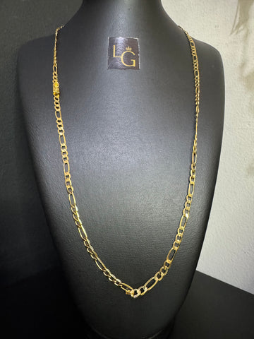 Cordão 3x1 4mm banhado a ouro 18k