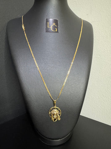 Cordão Piastrine 1,5mm - Jesus Cristo banhado a ouro 18k