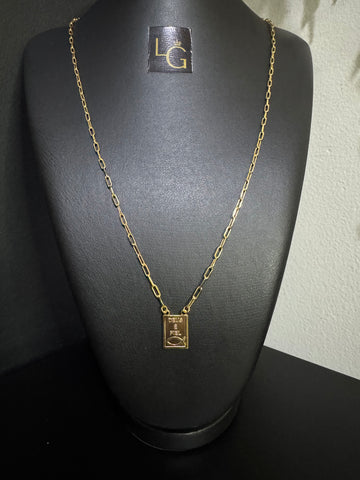 Escapulário Deus é fiel banhado a ouro 18k