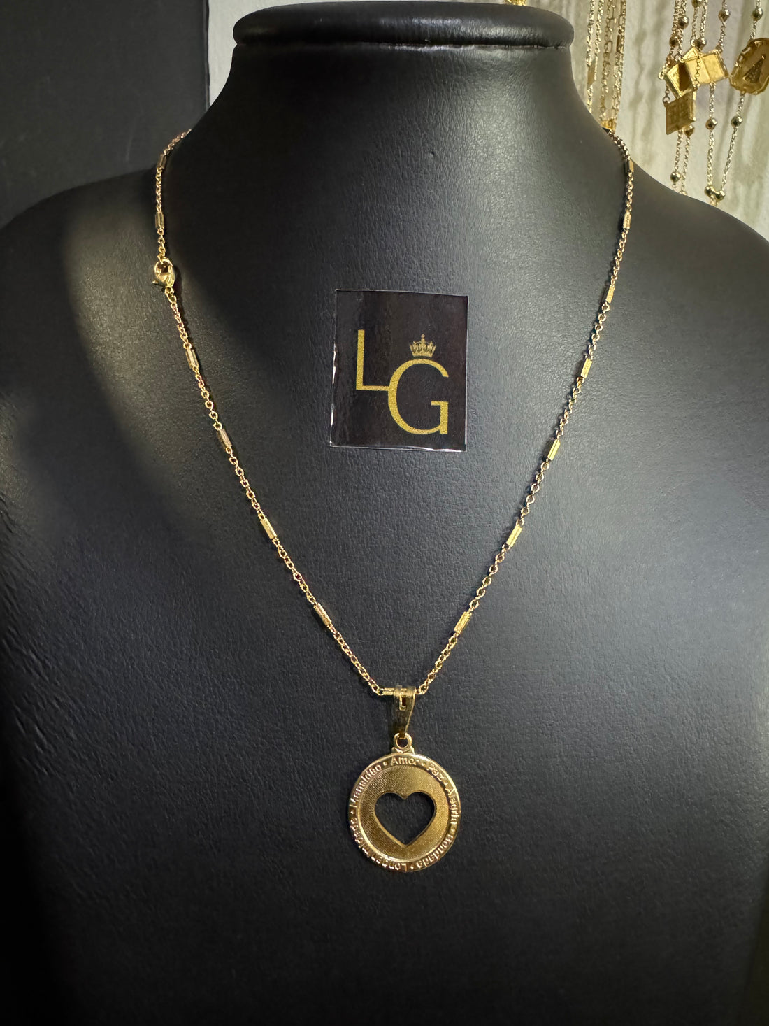 Corrente feminino canutilho 1mm - Ping medalha coração banhado a ouro 18k