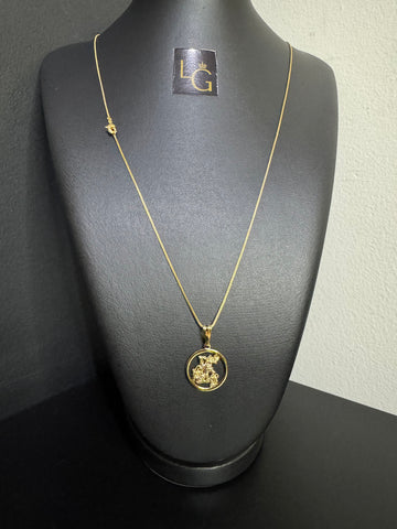 Cordão veneziano 1mm - São Jorge banhado a ouro 18k