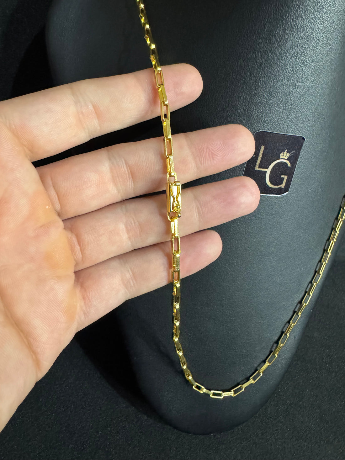 Cordão Tijolinho Alongado 4mm Banhado a Ouro
