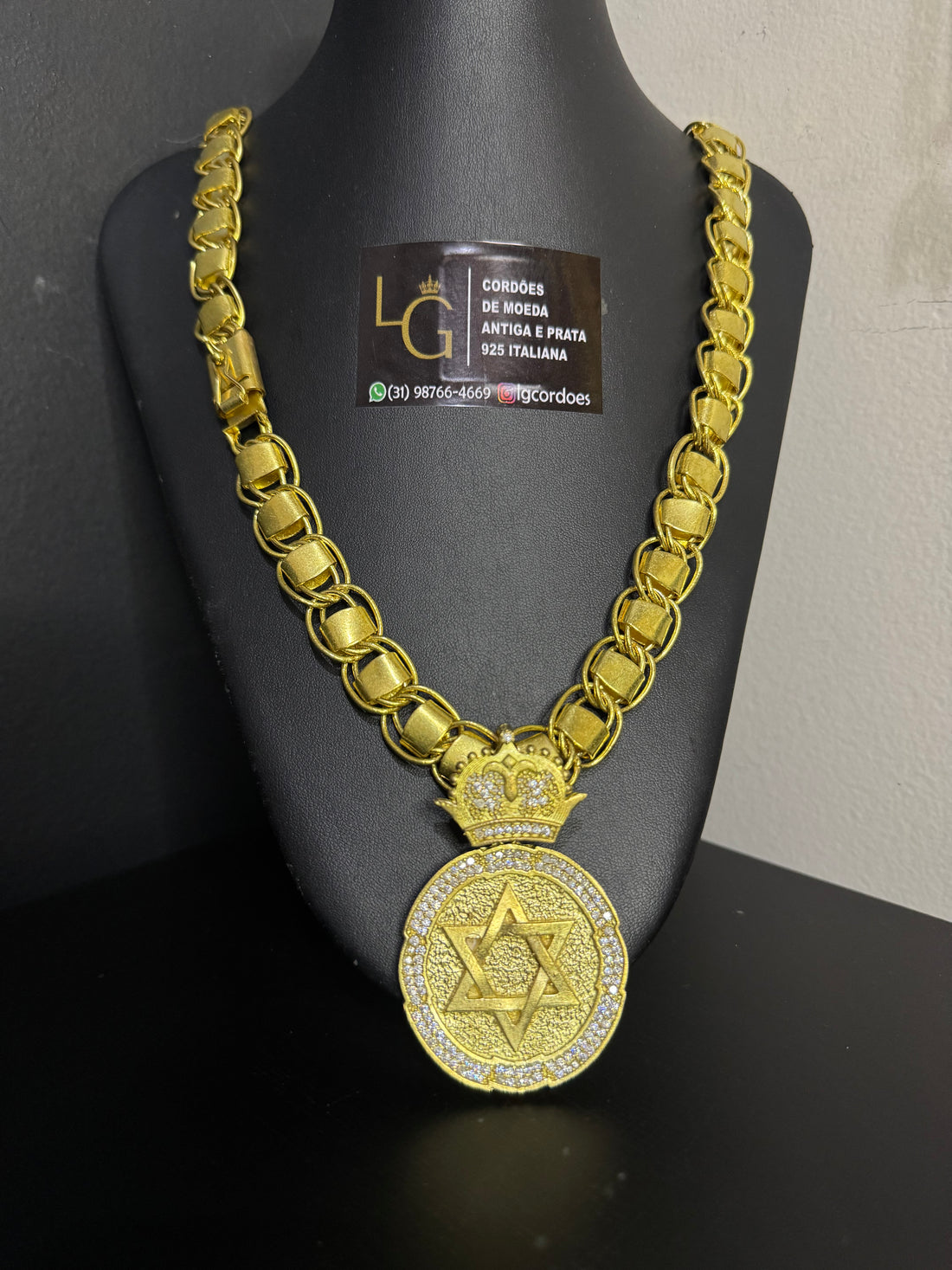 Cordão Dubai 15mm - Estrela de Davi Redondo G