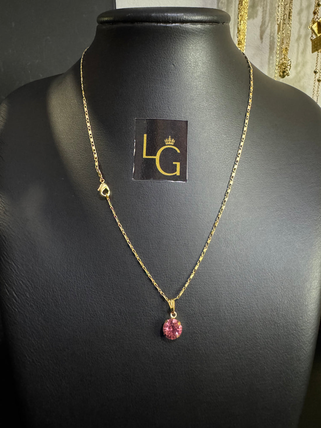 Corrente feminino Piastrine 1mm - Ping ponto rosa banhado a ouro 18k