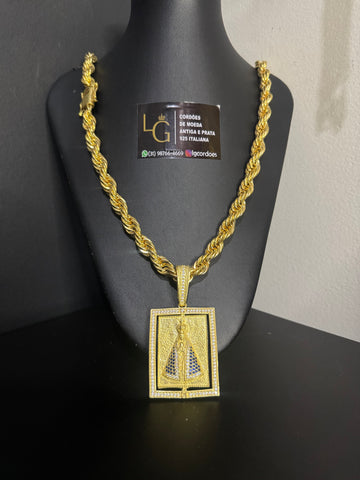 Cordão Baiano 16mm - face Cristo/Nossa Senhora Giratório