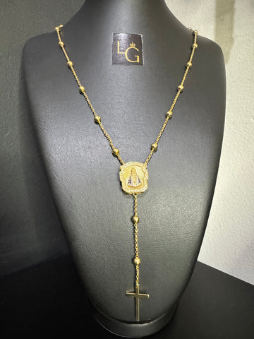 Terço nossa senhora aparecida banhado a ouro 18k