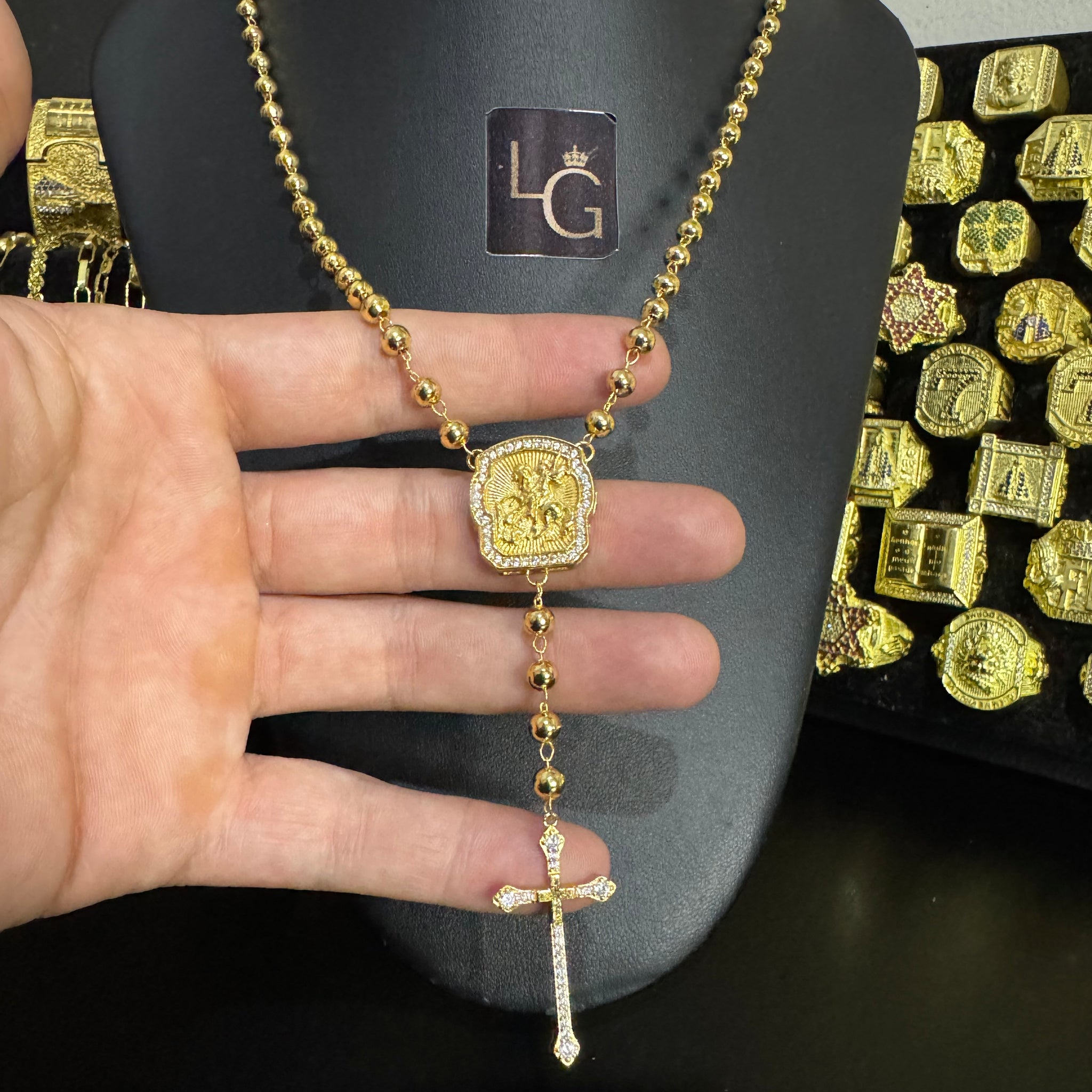 Terço São Jorge Banhado a Ouro