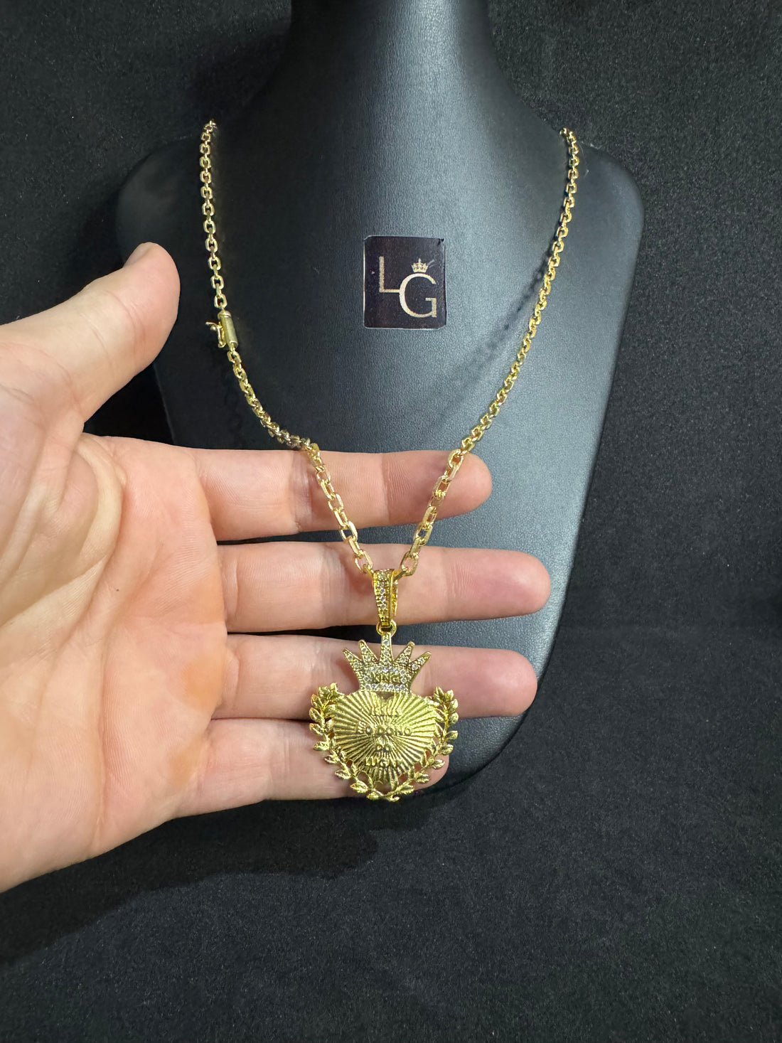 Cordão cadeado quina 3mm - Coração Jesus é o Dono do Lugar